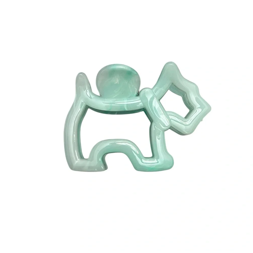 Aqua Light Green Glossy Dog Shaped Puppy 3
